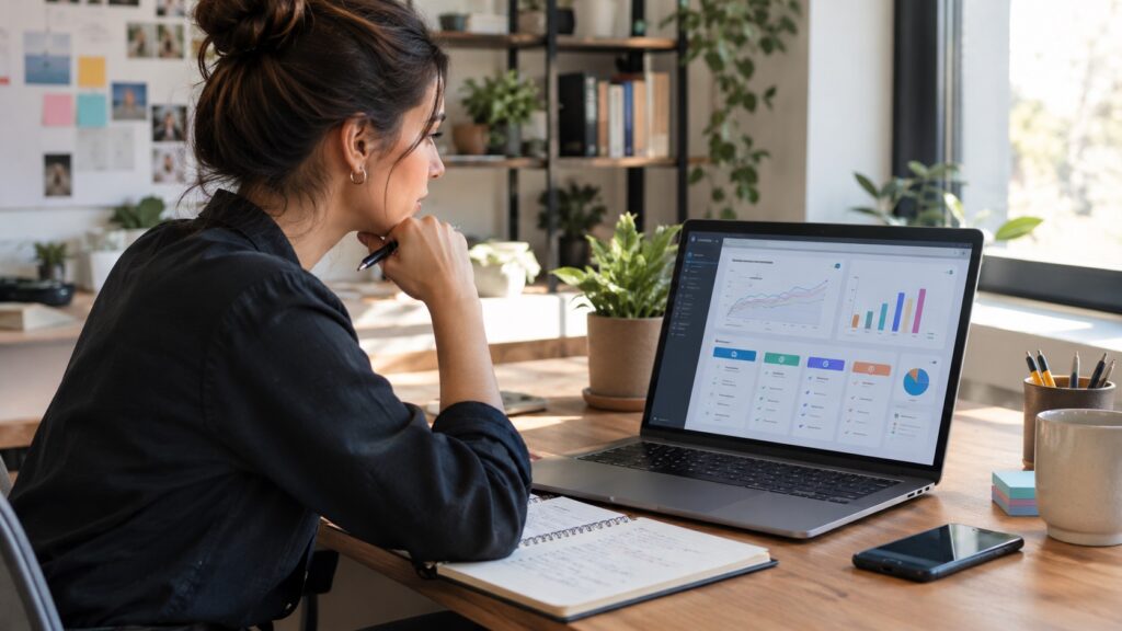Digital marketer comparing marketing tools