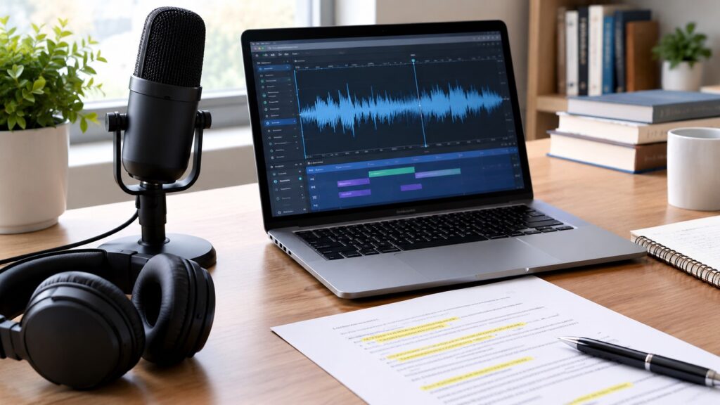 Reviewing script pronunciation for AI-generated voiceovers